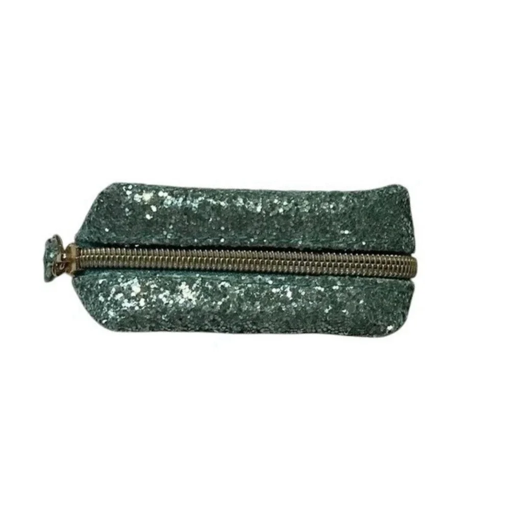 Too Faced La Petit To Go Green Glitter Small Makeup Case with Paris Charm, New